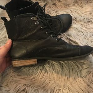 Black lace up ankle boots